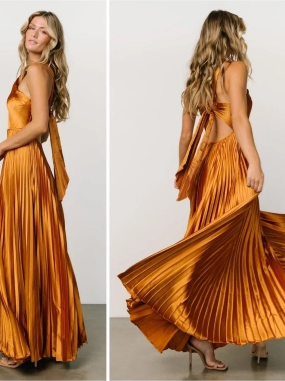 Baltic Born Sandra Pleated Metallic Copper Maxi Dress ALC STYLE Medium NWT - Picture 2 of 8